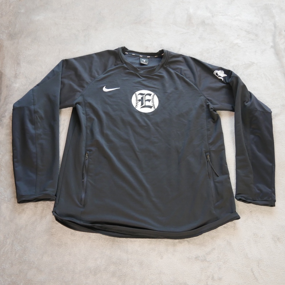 Nike Custom Baseball Shirt Mens Size Large Black White Logo Long Sleeve